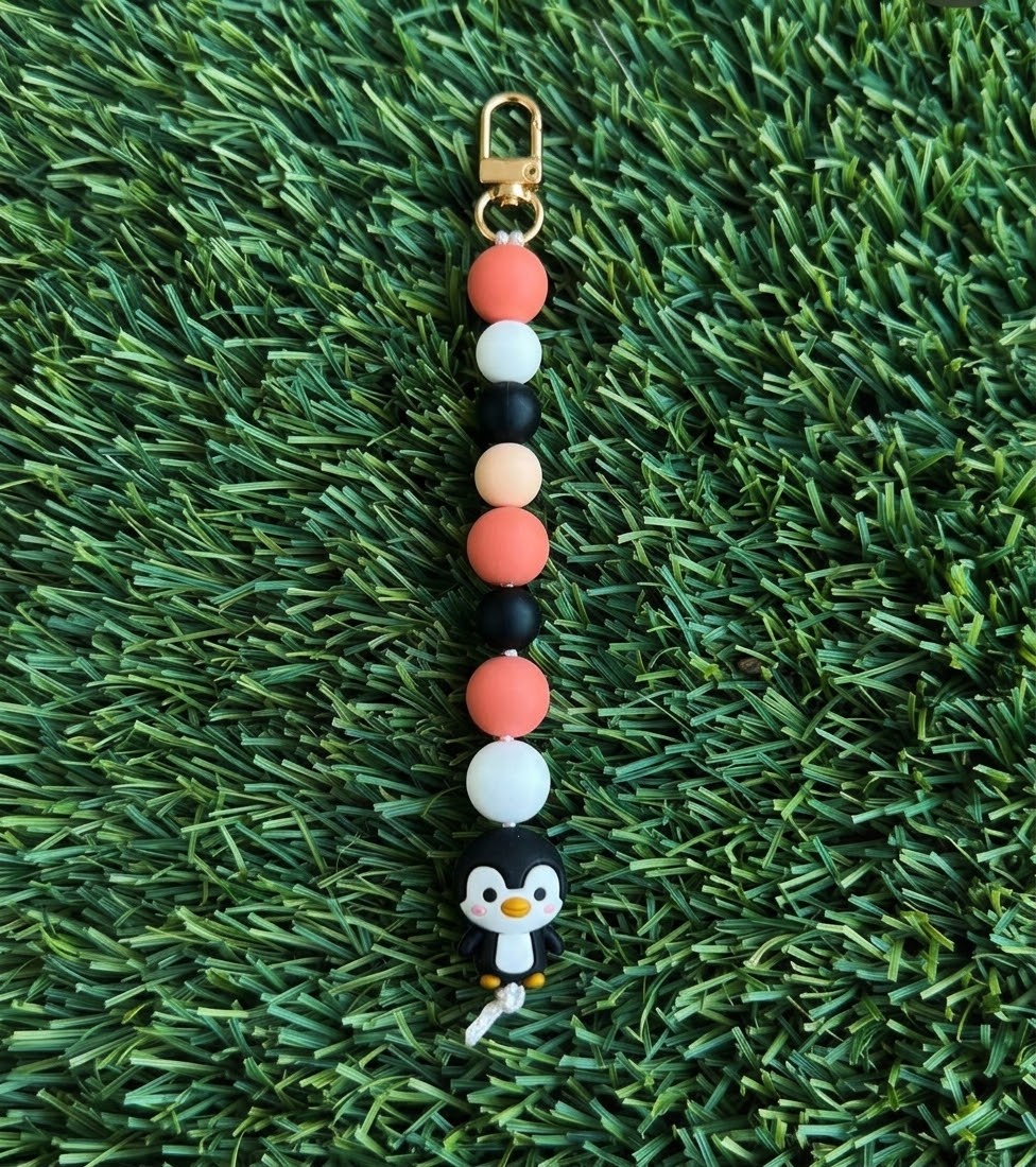Penguin Silicone Bead Keychain & Bag Charm