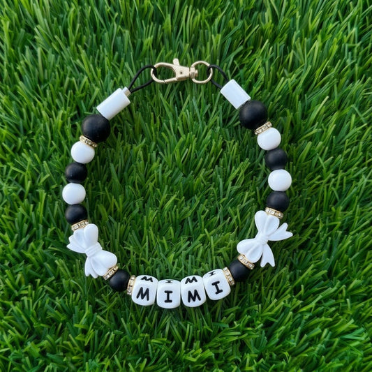 Classic Monochrome Bows Custom Silicone Bead Pet Collar