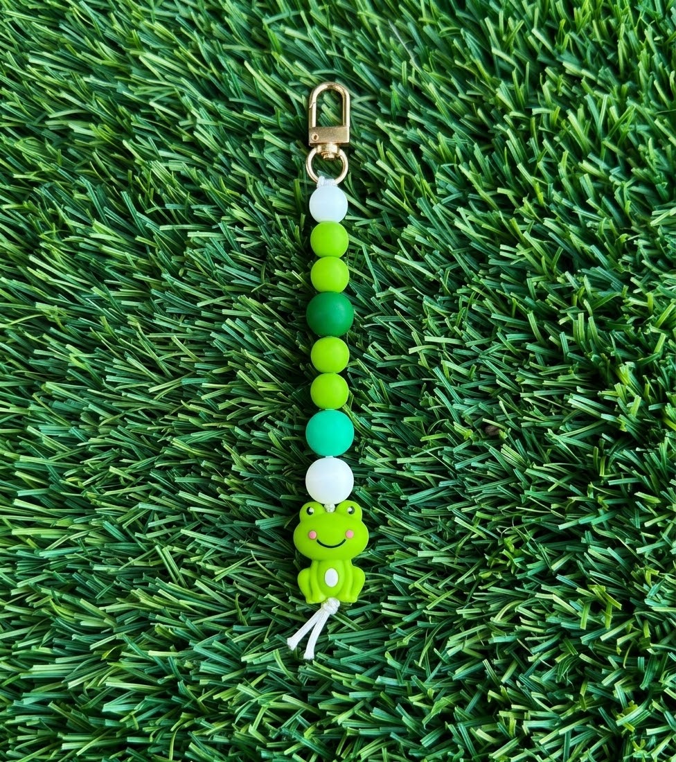 Cute Frog Silicone Bead Keychain & Bag Charm