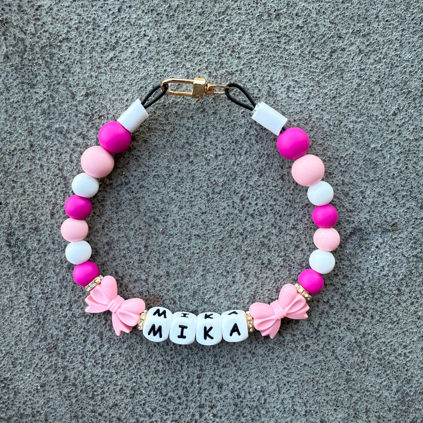 Pretty Pink Bows Custom Silicone Bead Pet Collar