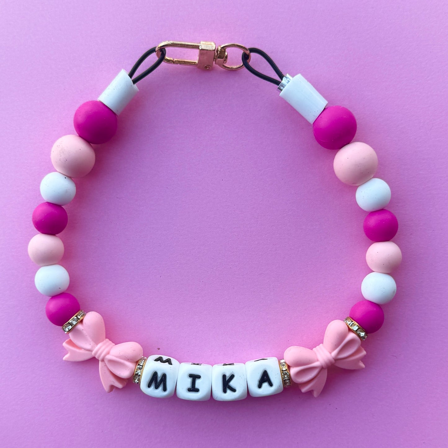 Pretty Pink Bows Custom Silicone Bead Pet Collar