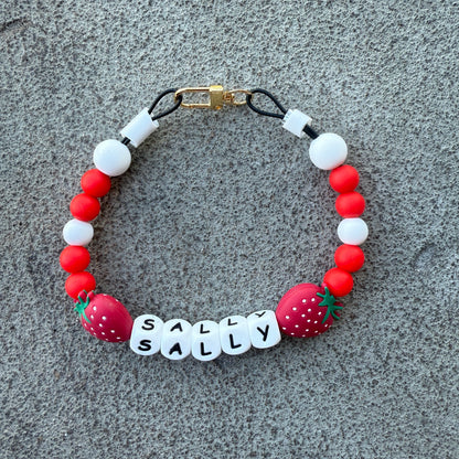 Sweet Strawberry Custom Silicone Bead Pet Collar