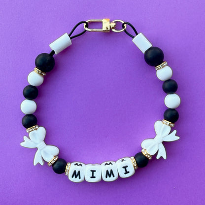 Classic Monochrome Bows Custom Silicone Bead Pet Collar