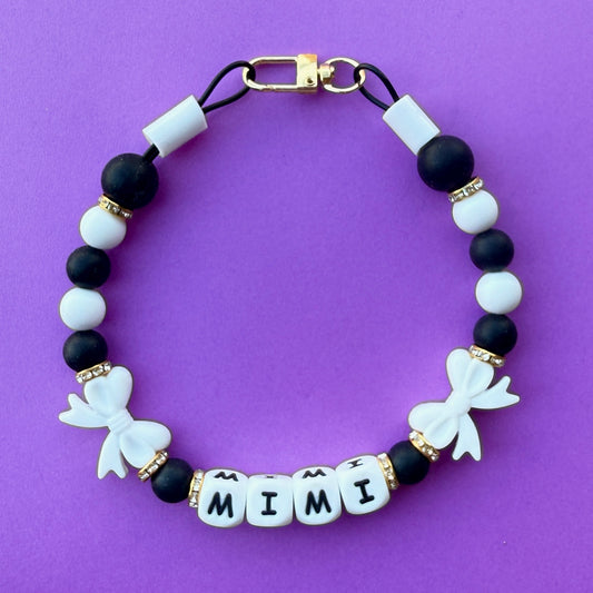 Classic Monochrome Bows Custom Silicone Bead Pet Collar