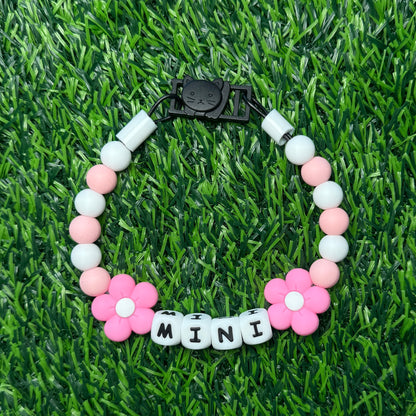 Pink Floral Custom Silicone Bead Pet Collar