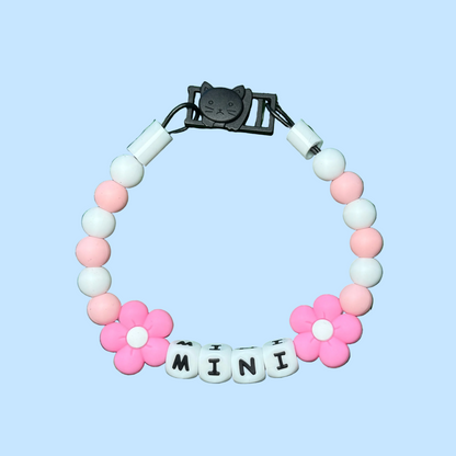 Pink Floral Custom Silicone Bead Pet Collar