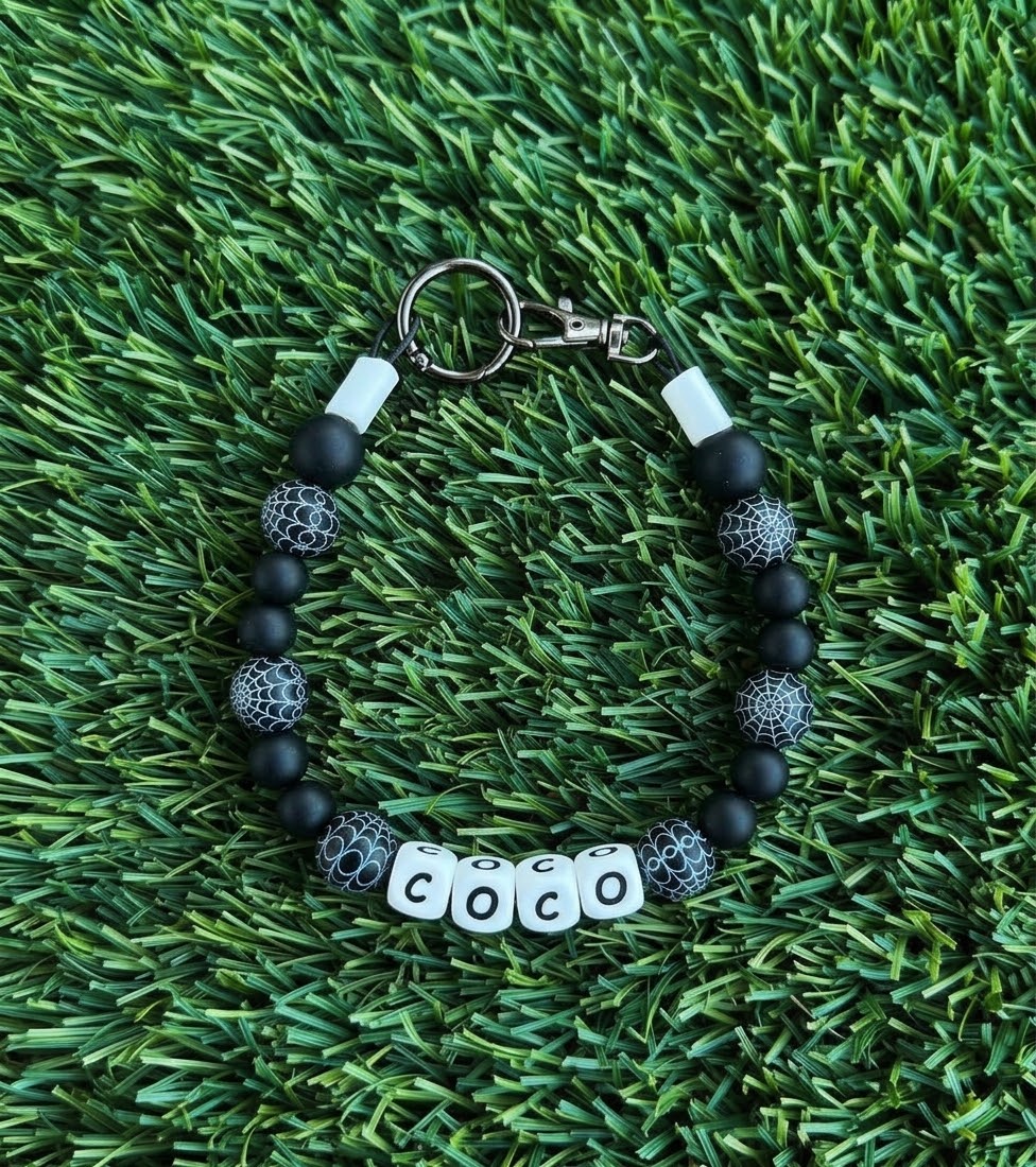 Spooky Spiderweb Custom Silicone Bead Pet Collar