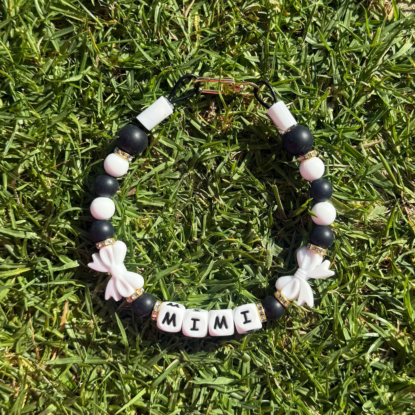 Classic Monochrome Bows Custom Silicone Bead Pet Collar