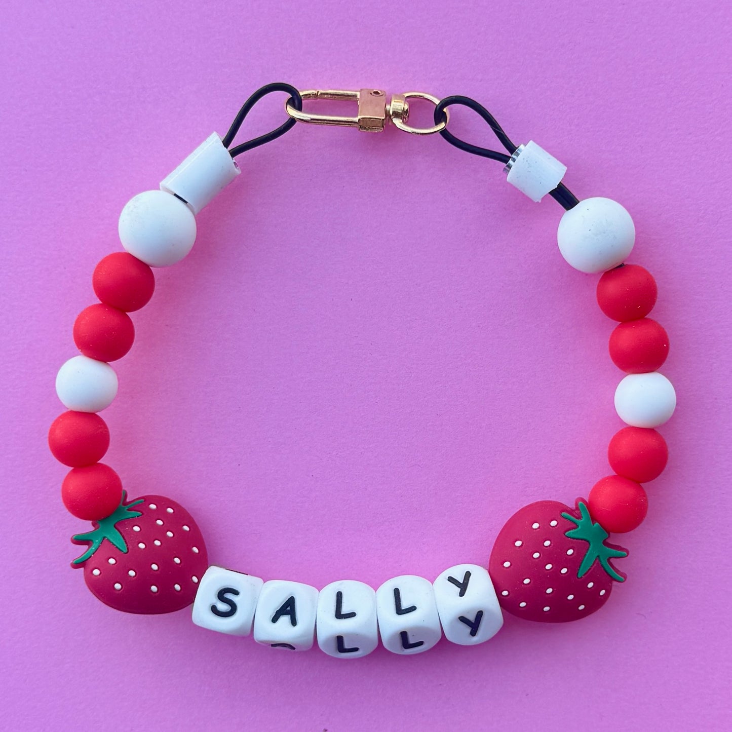 Sweet Strawberry Custom Silicone Bead Pet Collar