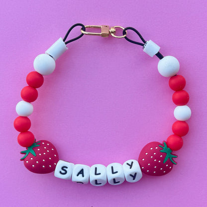 Sweet Strawberry Custom Silicone Bead Pet Collar