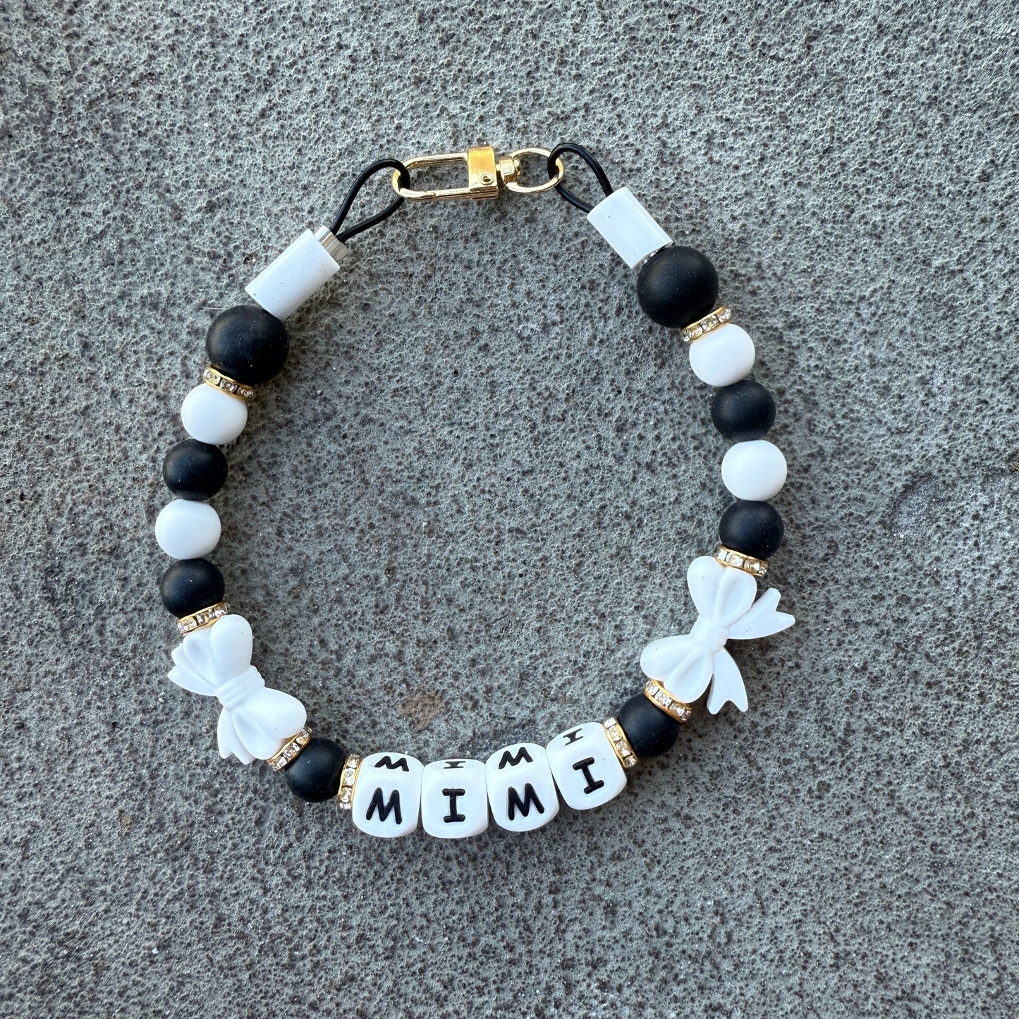 Classic Monochrome Bows Custom Silicone Bead Pet Collar