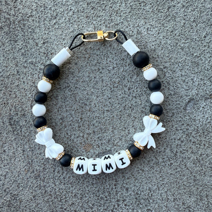 Classic Monochrome Bows Custom Silicone Bead Pet Collar