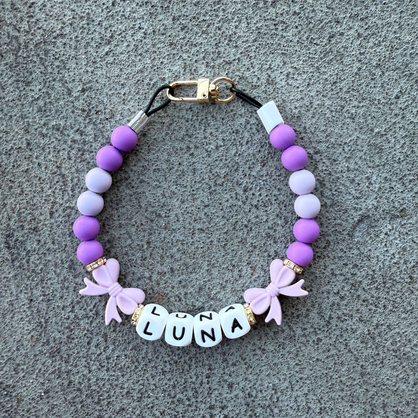 Lavender Bows Custom Silicone Bead Pet Collar