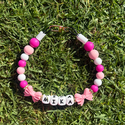 Pretty Pink Bows Custom Silicone Bead Pet Collar