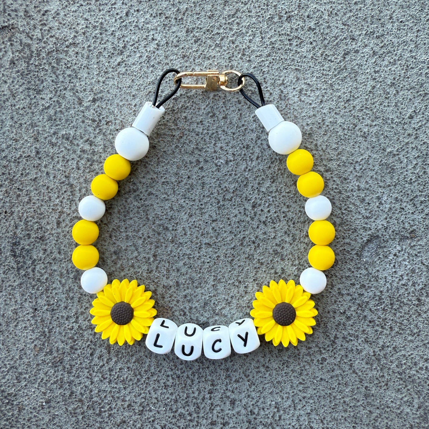 Sunny Sunflower Custom Silicone Bead Pet Collar