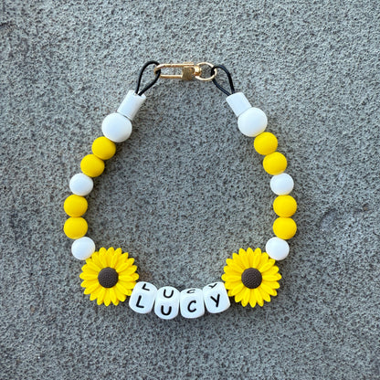 Sunny Sunflower Custom Silicone Bead Pet Collar