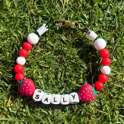 Sweet Strawberry Custom Silicone Bead Pet Collar