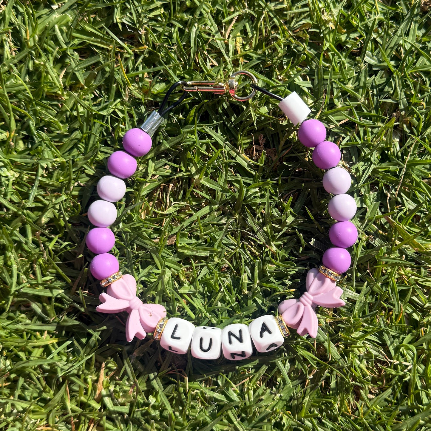 Lavender Bows Custom Silicone Bead Pet Collar