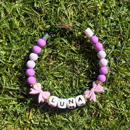 Lavender Bows Custom Silicone Bead Pet Collar