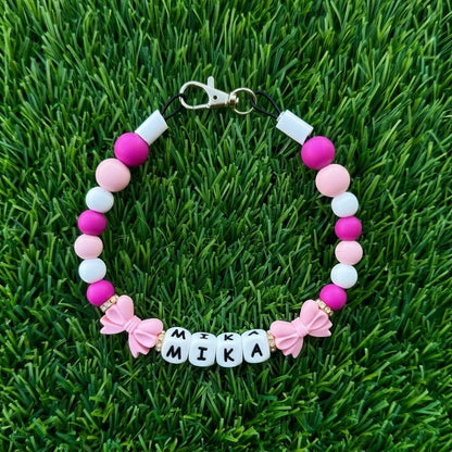 Pretty Pink Bows Custom Silicone Bead Pet Collar