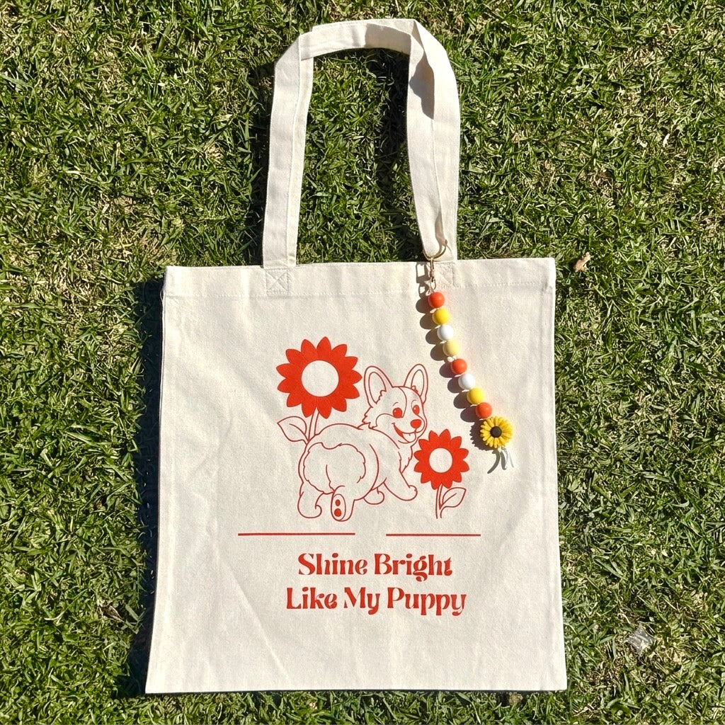 Shine Bright Like My Puppy Canvas Tote Bag
